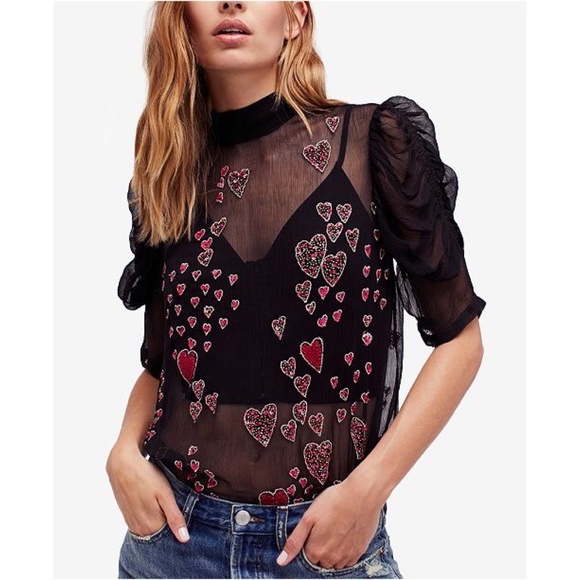 Free People Tops - NWT Free People So In Love Embroidered Blouse